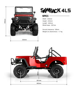 SAWBACK 4LS Off-Road Vehicle Kit, 1/10 Scale, w/ a GS01 Chassis, and 4WD