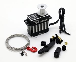 770 Winch Waterproof Brushless Rock Crawler Servo 7' Silicone Coated Steel Braided Line w/ Scale Recovery Hook included.