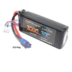 3S 11.1V 3000MAH 30C Lipo Battery Pack with Hardwired EC3 Connector