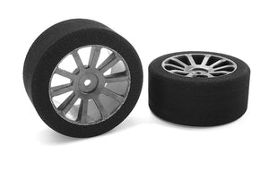 Attack Foam Tires, for 1/10 GP Touring, 35 Shore, 30mm Rear, Carbon Rims