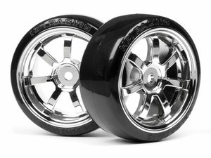 T-Drift Tires, 26mm, Mounted on Rays 57S-Pro Wheels, Chrome