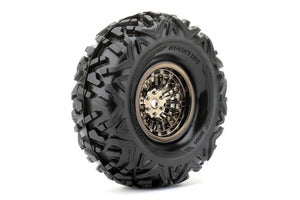 Booster 1/10 Crawler Tires Mounted on Chrome Black 1.9" Wheels, 12mm Hex (1 pair)