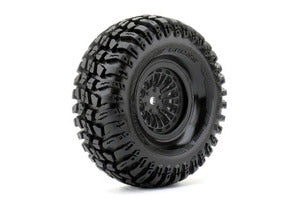 Cross 1/10 Crawler Tires Mounted on Black 1.9" Wheels, 12mm Hex (1 pair)