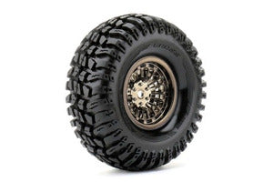 Cross 1/10 Crawler Tires Mounted on Chrome Black 1.9" Wheels, 12mm Hex (1 pair)
