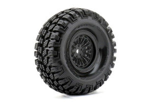 Storm 1/10 Crawler Tires Mounted on Black 1.9" Wheels, 12mm Hex (1 pair)