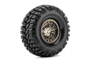 Storm 1/10 Crawler Tires Mounted on Chrome Black 1.9" Wheels, 12mm Hex (1 pair)