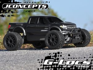 2.8" G-Locs Tires,Yellow Compound, Pre-Mounted on Black Wheels, for E-Stampede / E-Rustler 2WD Rear
