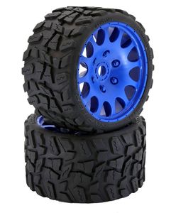 Raptor Belted Monster Truck Tires / Wheels w 17mm Hex (2) Sport-Blue