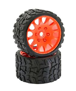 Raptor Belted Monster Truck Tires / Wheels w 17mm Hex (2) Sport-Orange