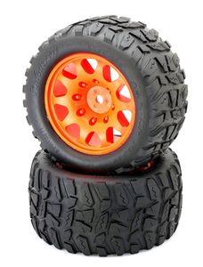 Raptor XL Belted Tires / Viper Wheels (2) Traxxas X-Maxx 8S-Orange LESS WEIGHT, LESS BALLOONING, LESS DISTORTION, MORE DURABLE