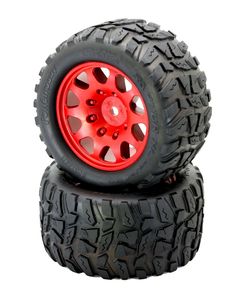 Raptor XL Belted Tires / Viper Wheels (2) Traxxas X-Maxx 8S-Red LESS WEIGHT, LESS BALLOONING, LESS DISTORTION, MORE DURABLE