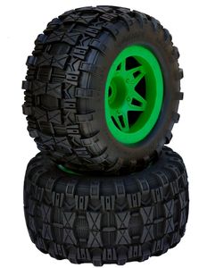 1/8 Raptor 3.8" Belted All Terrain Tires 17mm Mounted - Green