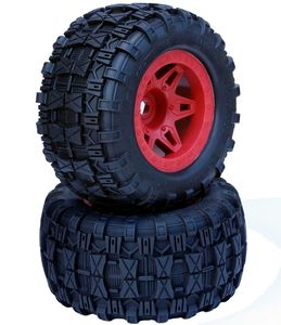 1/8 Raptor 3.8" Belted All Terrain Tires 17mm Mounted - Red