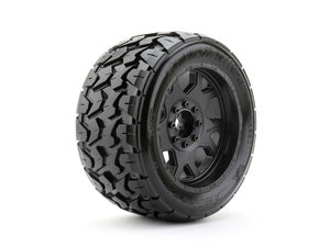 1/5 XMT Tomahawk Tires Mounted on Black Claw Rims, Medium Soft, Belted, fits X-Maxx (2)