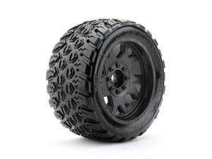 1/5 XMT King Cobra Tires Mounted on Black Claw Rims, Medium Soft, Belted, 24mm fits Traxxas X-Maxx